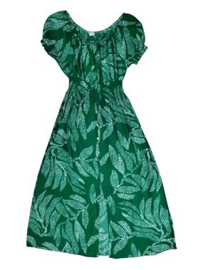 wrap midi dress green Printed Faux Wrap Midi Dress